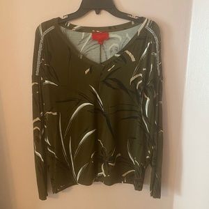 Jlo green floral sparkle shirt